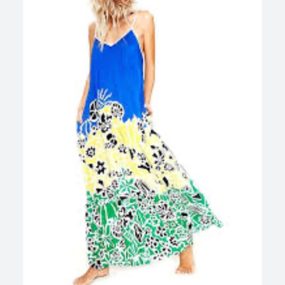 Desigual Blue and Green Floral Maxi Dress